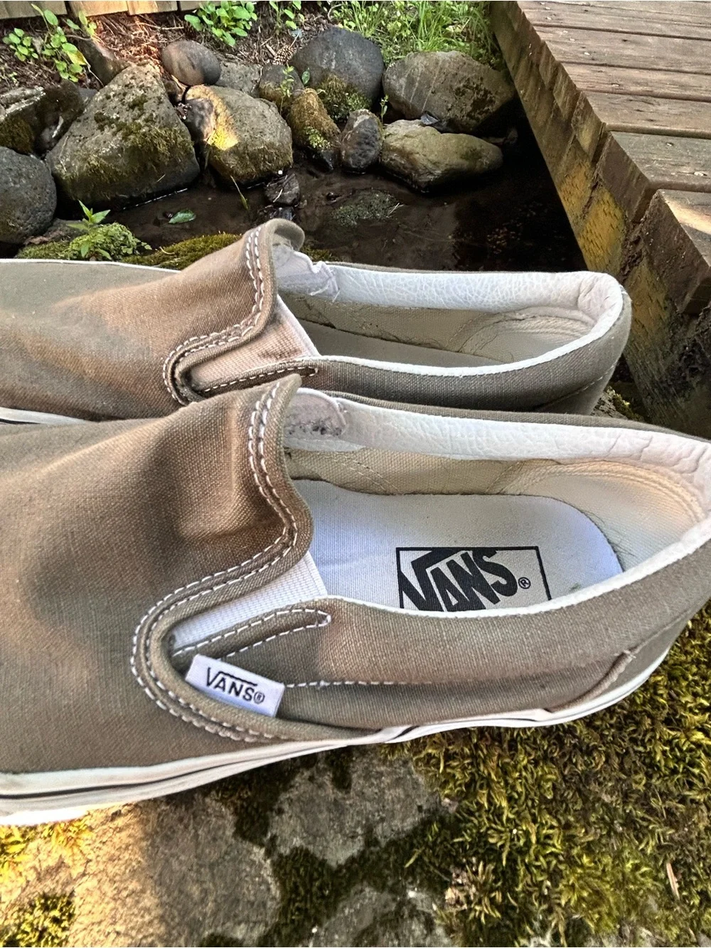Vans Slip-On Canvas Loafers in Olive Green
